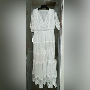 White lace maxi dress